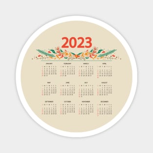 2023 PRINTABLE CALENDAR, SIMPLE  2023 Monthly Planner, floral monthly Calendar, Magnet